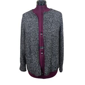 Women's LOFT Black & White Open Front Sweater Cardigan | Size Large